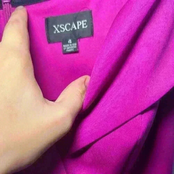 Xscape Waterfall Off The Shoulder Ruffle Formal Dress Purple Sz 4 (D197) - Picture 10 of 11